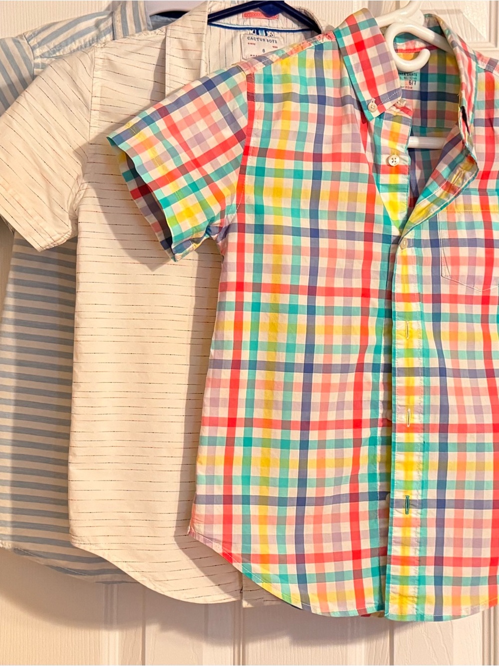3 Boys Shirts Size 6-8 Short-Sleeve Button-Down